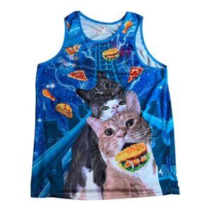 Meme Tank Top Cats Tacos Pizza Roller Coaster Lightning – Size M/L 90s Y2K Vibes